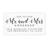 White Black Script Future Mr Mrs Retouradres Etiket (Voorkant)