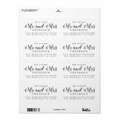 White Black Script Future Mr Mrs Retouradres Etiket (Full Sheet)