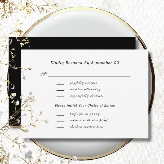 White Black Script Menu Selectie Wedding RSVP