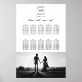 White & Black Script Photo Wedding Seining Chart Poster (Voorkant)