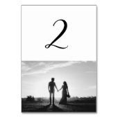 White & Black Script Photo Weduwingstabel Number Kaart (Achterkant)