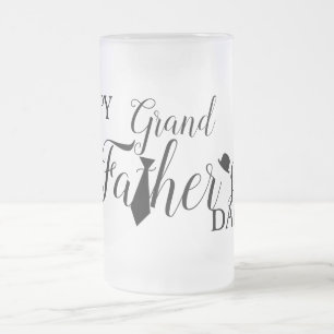 White Black Scripts Stropdas Happy Grand Vaderdag Matglas Bierpul