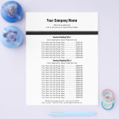 White Black Simple Border Price List 2 Flyer (Enkel)