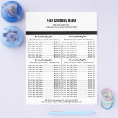 White Black Simple Border Price List 4 Flyer (Enkel)