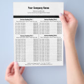 White Black Simple Border Price List 4 Flyer (Hand)