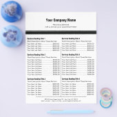 White Black Simple Border Price List 6 Flyer (Enkel)