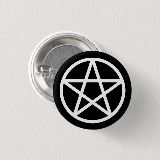 White Black Solid Pentacle Button (Voorkant /achterkant)