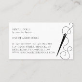 White Black Tailor Seamstress Needle Visitekaartje (Achterkant)