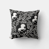 White & Black Trendy Unicorn & Floral Pattern Kussen (Voorkant)
