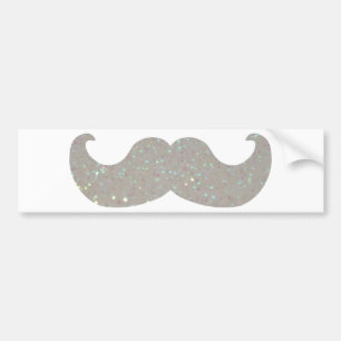 White Bling Mustache (Faux Glitter Graphic) Bumpersticker