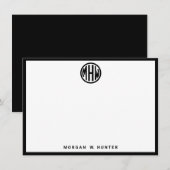 White Blk Cirk Monogram Font DIY BG Bedankkaart (Voorkant / Achterkant)