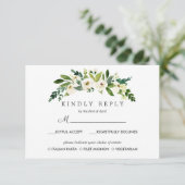 White Bloom Chic Wedding Response RSVP MAALTIJD op (Staand voorkant)