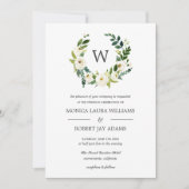 White Bloom | Floral Monogram Weddenschap Kaart (Voorkant)