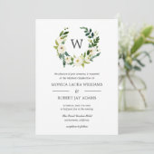 White Bloom | Floral Monogram Weddenschap Kaart (Staand voorkant)
