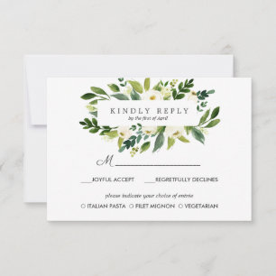 White Bloom FrameWedding Reactie RSVP MAALTIJD opt Kaartje