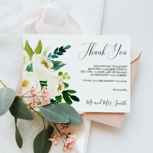 White Bloom Rustic Floral Wedding Hartelijk dank Bedankkaart