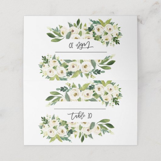 White Blooming Floral Handscripting Table Number (Buitenkant ongevouwen)