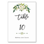 White Blooming Floral Handscripting Table Number Kaart (Voorkant)