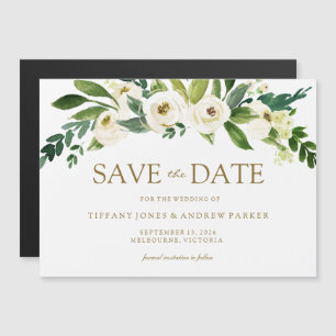 White Blooming Flowers Weddenschap Save the Date Magnetische Uitnodiging