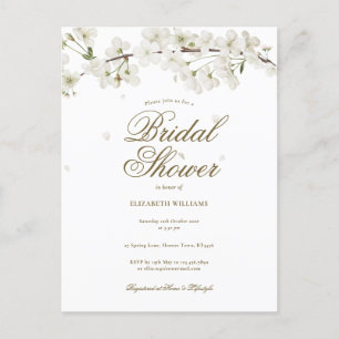 White Blossom Floral Bridal Shower Uitnodiging