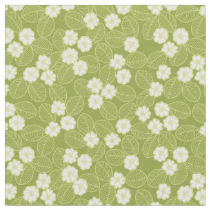 White Blossom Floral Pattern Stof