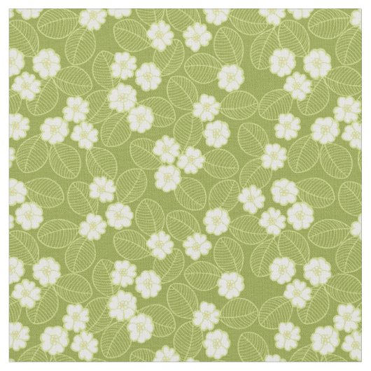 White Blossom Floral Pattern Stof (Close Up)