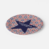 White Blue American Patriotic Modern Pattern Papieren Bordje (Gekanteld)