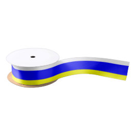 White Blue and Yellow Striped Satin Ribbon Lint