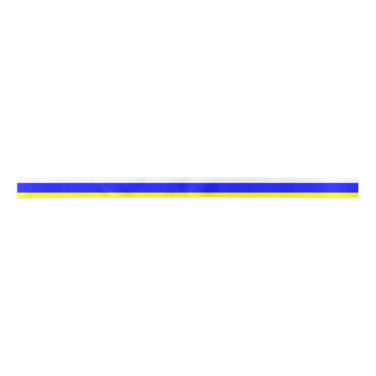 White Blue and Yellow Striped Satin Ribbon Lint (Voorkant)