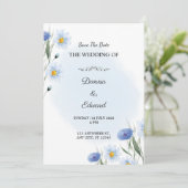 White Blue Beautiful Wedding Invitation (Debout devant)