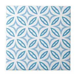 White Blue Blauwgroen Cirtern Pattern Ceramic Tile Tegeltje