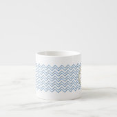 White Blue Chevron Pattern Espresso Kop (Voorkant)