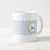 White Blue Chevron Pattern Mok (Voorkant rechts)