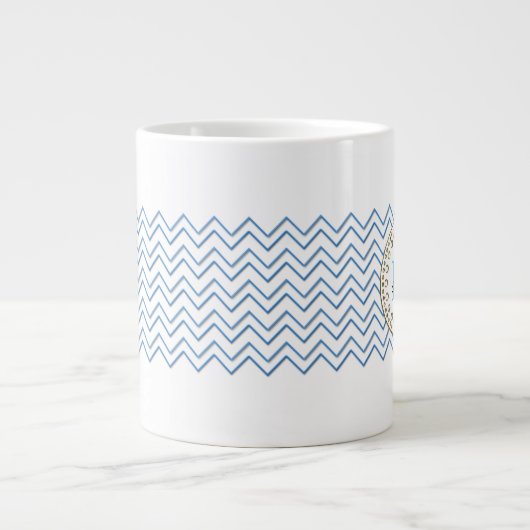White Blue Chevron Pattern Mok (Voorkant)