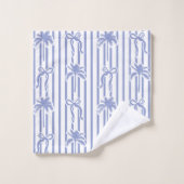 White Blue Coastal Palm Trees Bows Stripes Pattern (Gant de toilette)