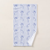 White Blue Coastal Palm Trees Bows Stripes Pattern Bad Handdoek (Handdoek)