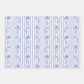 White Blue Coastal Palm Trees Bows Stripes Pattern Inpakpapier Vel (Voorkant 3)