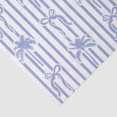 White Blue Coastal Palm Trees Bows Stripes Pattern Tissuepapier (Detail)