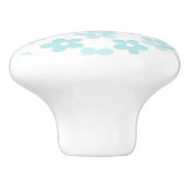 White Blue Daisy Flowers Retro Pattern Keramische Knop (Zijkant)
