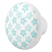 White Blue Daisy Flowers Retro Pattern Keramische Knop (Rechts)