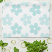 White Blue Daisy Flowers Retro Pattern Theedoek (Gevouwen)