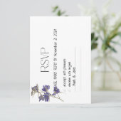 White Blue Elegant Delicate Floral Wedding RSVP (Staand voorkant)