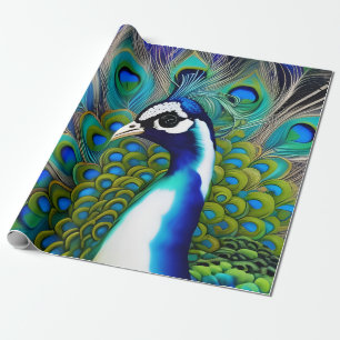 White blue en Green Piebald Peacock Cadeaupapier