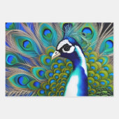 White blue en Green Piebald Peacock Inpakpapier Vel (Voorkant 2)