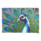 White blue en Green Piebald Peacock Kussensloop (Voorkant)