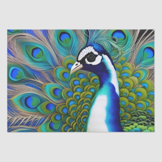 White blue en Green Piebald Peacock Tissuepapier (Voorkant)