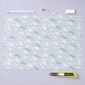 White Blue Floral Eucalyptus Stripes Tissuepapier (Craft)