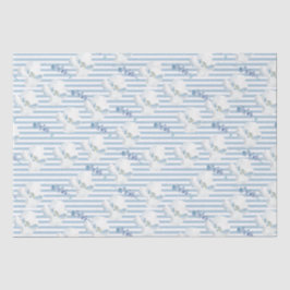 White Blue Floral Eucalyptus Stripes Tissuepapier
