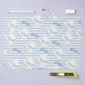 White Blue Floral Eucalyptus Stripes Tissuepapier (Craft)