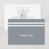 White & Blue Floral Funeral Bereavement Hartelijk  Bedankkaart (Voorkant / Achterkant)